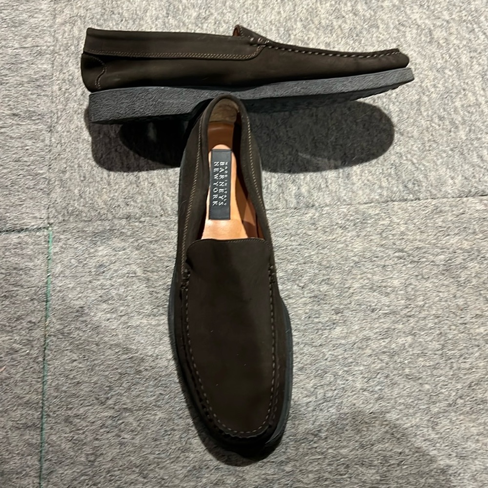 Barneys New York brown suede loafers practically new size 12